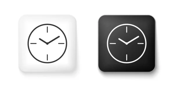 Black White Clock Icon Isolated White Background Time Symbol Square — Stock Vector