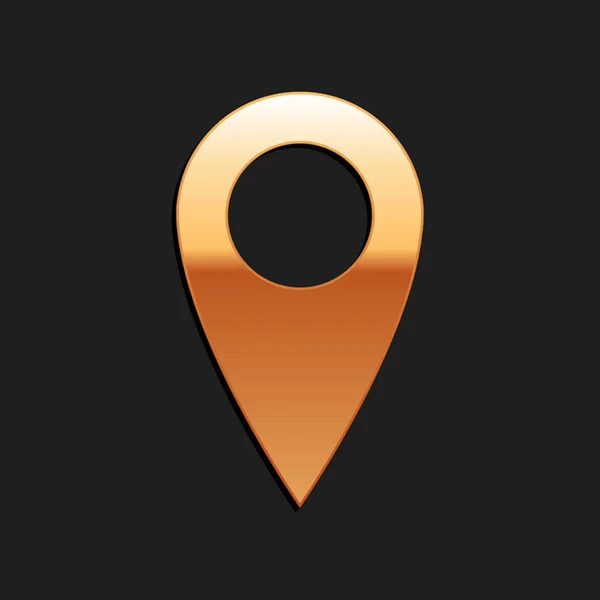 Gold Location Icon Isolated Black Background Pointer Symbol Navigation Map — Wektor stockowy