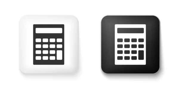 Icono Calculadora Blanco Negro Aislado Sobre Fondo Blanco Símbolo Contable — Vector de stock