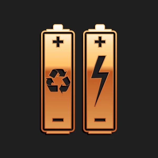 Bateria Ouro Com Símbolo Reciclagem Ícone Conceito Energia Renovável Isolado —  Vetores de Stock