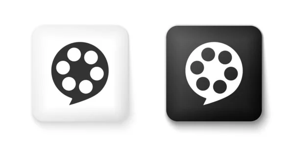 Schwarz Weißes Filmrollen Symbol Isoliert Auf Weißem Hintergrund Quadratische Taste — Stockvektor