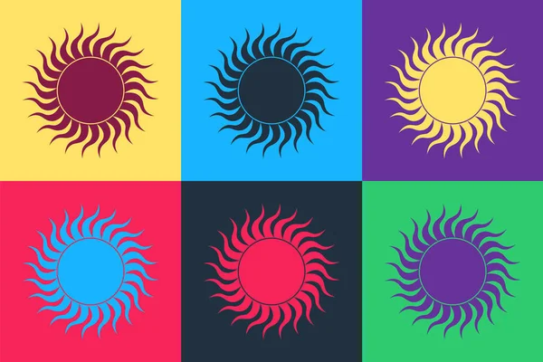 Pop Art Sonnensymbol Isoliert Auf Farbigem Hintergrund Vektor — Stockvektor