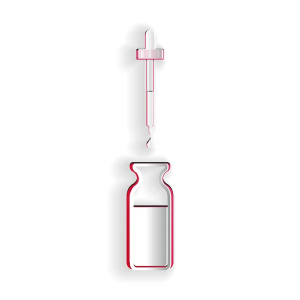 Paper Cut Glass Bottle Pipette Vial Pipette Lid Icon Isolated —  Vetores de Stock