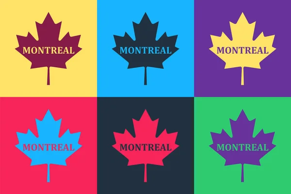 Pop Art Kanadisches Ahornblatt Mit Stadtname Montreal Symbol Isoliert Auf — Stockvektor