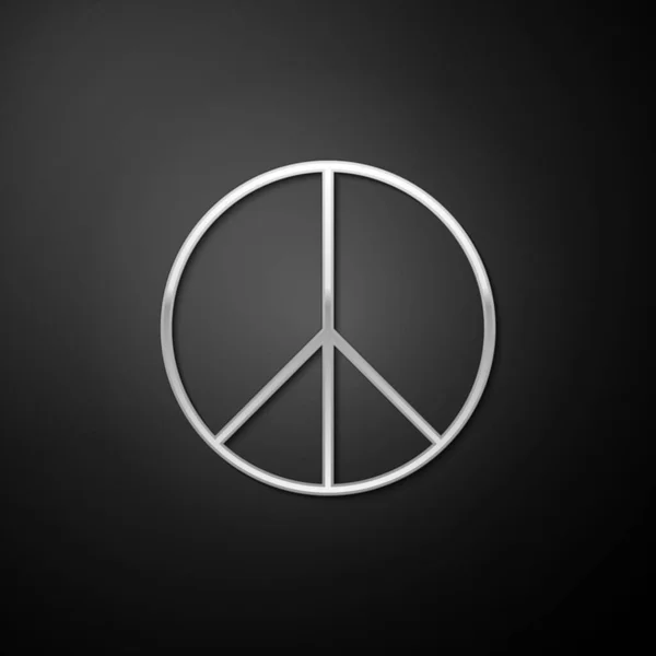 Silver Peace Sign Icon Isolated Black Background Hippie Symbol Peace — Stock Vector