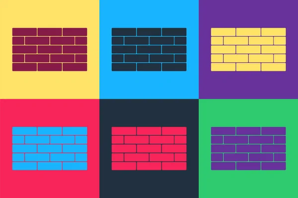 Pop Art Icône Briques Isolées Sur Fond Couleur Vecteur — Image vectorielle