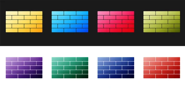 Set Bricks Icon Isolated Black White Background Vector — Stock Vector