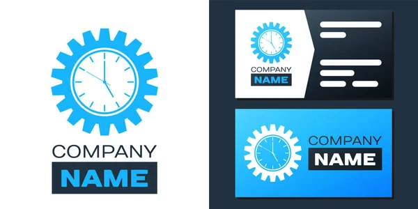 Logotype Time Management Icon Isolated White Background Clock Gear Sign — Stock Vector