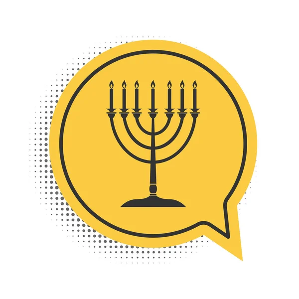 Icono Hanukkah Menorah Negro Aislado Sobre Fondo Blanco Icono Religión — Vector de stock