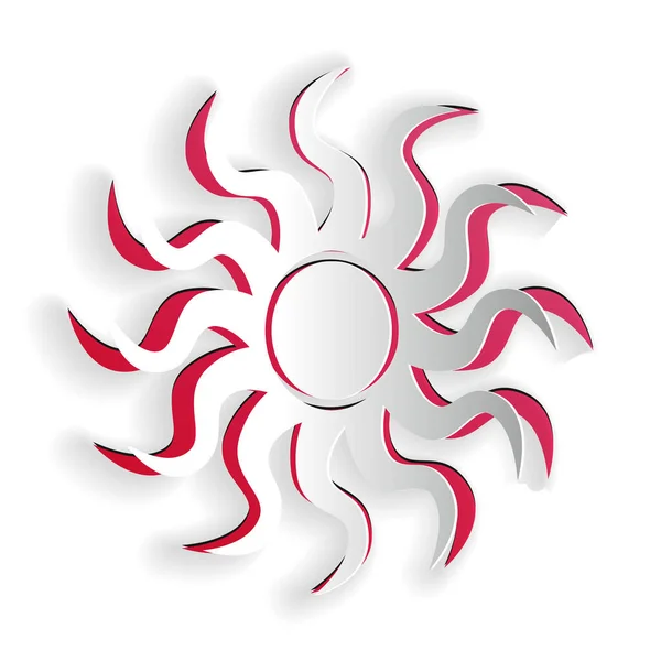 Иконка Sun Вырезана Бумагой Белом Фоне Бумажный Стиль Вектор — стоковый вектор