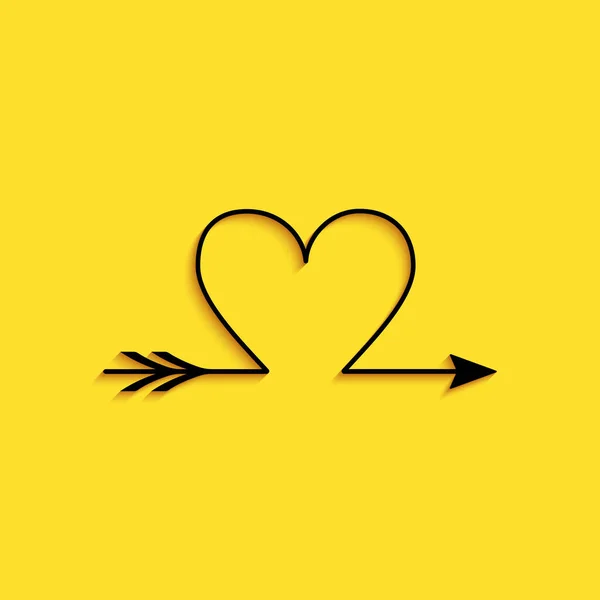 Coração Seta Preto Cupido Dia Dos Namorados Cartões Ícone Isolado — Vetor de Stock