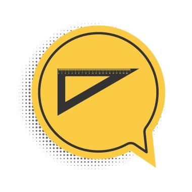 Siyah Üçgen yönetici simgesi beyaz arkaplanda izole edildi. Düz sembol. Geometrik sembol. Sarı konuşma balonu sembolü. Vektör.