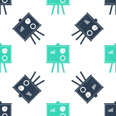 Grafik, grafik, diyagram, turta grafiği simgesi beyaz arka planda izole edilmiş kusursuz desenli yeşil sunum finans kurulu. Bilgi panosu işareti. Vektör.