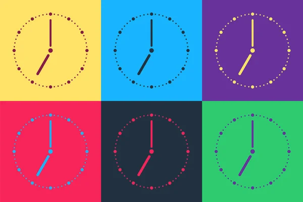 Pop Art Clock Simgesi Renk Arkaplanında Izole Edildi Zaman Sembolü — Stok Vektör