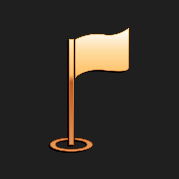 Gold Golf Icona Bandiera Isolata Sfondo Nero Attrezzatura Golf Accessorio — Vettoriale Stock