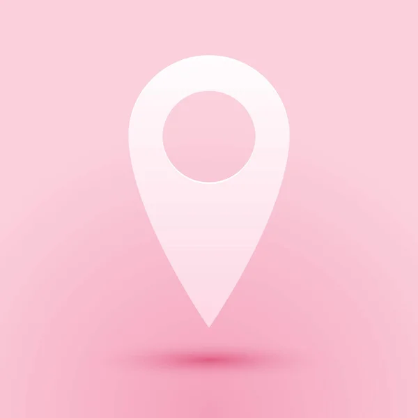 Papiergeschnittenes Ortssymbol Isoliert Auf Rosa Hintergrund Zeigersymbol Navigationskarte Gps Richtung — Stockvektor
