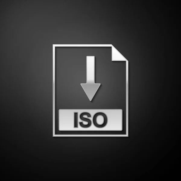 Серебряный Значок Документа Iso Иконка Кнопки Iso Выделена Черном Фоне — стоковый вектор