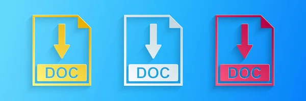 Papiergeschnittenes Doc Dokument Symbol Doc Symbol Isoliert Auf Blauem Hintergrund — Stockvektor