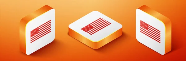 Icono Isométrico Bandera Americana Aislado Sobre Fondo Naranja Bandera Usa — Archivo Imágenes Vectoriales