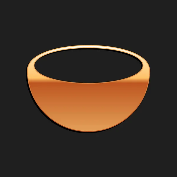 Gold Bowl Symbol Isoliert Auf Schwarzem Hintergrund Langer Schatten Vektor — Stockvektor