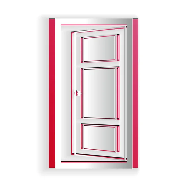 Corte Papel Icono Puerta Abierta Aislado Sobre Fondo Blanco Estilo — Vector de stock