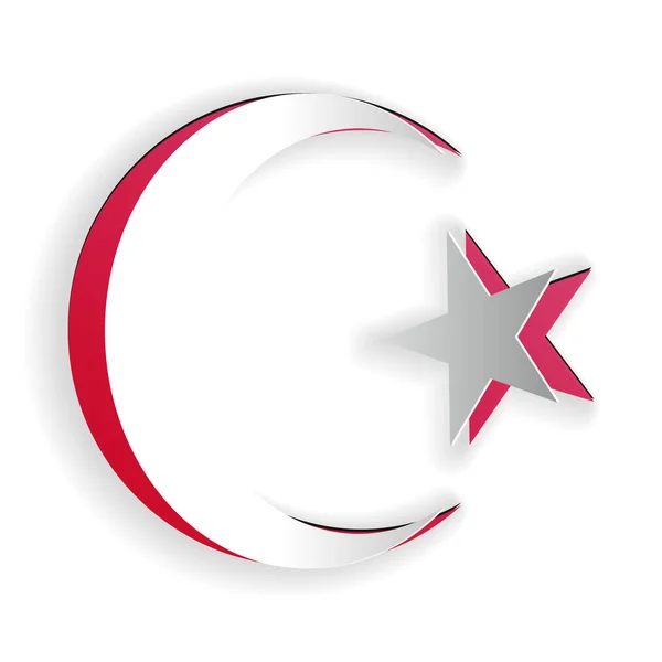 Papír Vágott Csillag Félhold Szimbóluma Iszlám Ikon Elszigetelt Fehér Háttér — Stock Vector