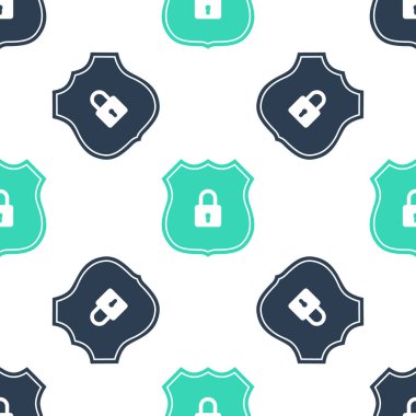 Yeşil Kalkan güvenliği, beyaz arka planda izole edilmiş kilit ikonu var. Koruma, güvenlik, şifre güvenliği. Güvenlik duvarı gizlilik levhası. Vektör.