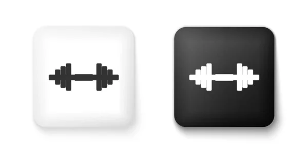 Icono Dumbbell Blanco Negro Aislado Sobre Fondo Blanco Icono Levantamiento — Archivo Imágenes Vectoriales