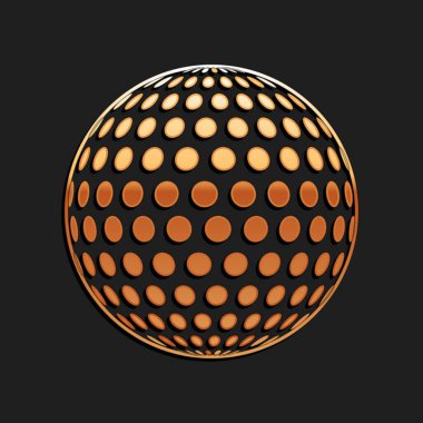 Siyah arkaplanda izole edilmiş altın golf ikonu. Uzun gölge tarzı. Vektör.