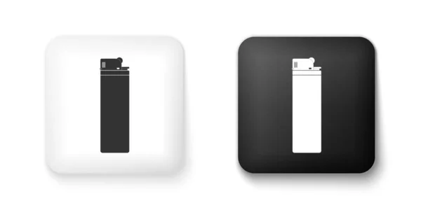 Icône Briquet Noir Blanc Isolé Sur Fond Blanc Bouton Carré — Image vectorielle