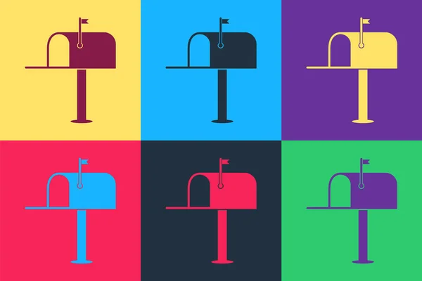 Pop Art Briefkastensymbol Isoliert Auf Farbigem Hintergrund Öffnen Briefkastensymbol Briefkasten — Stockvektor