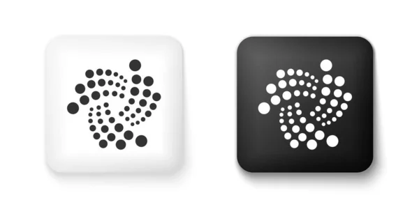 黑色和白色密码货币Iota Miota图标孤立在白色背景 数字货币 Altcoin符号 基于锁链的安全加密货币 正方形按钮 — 图库矢量图片