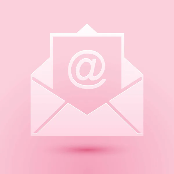 Carta Tagliata Icona Mail Mail Isolata Sfondo Rosa Mail Con — Vettoriale Stock