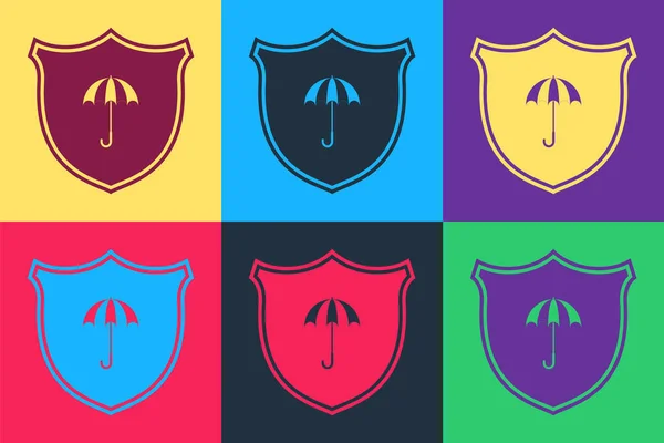 Pop Art Wodoodporna Ikona Izolowana Tle Koloru Tarcza Parasol Znak — Wektor stockowy