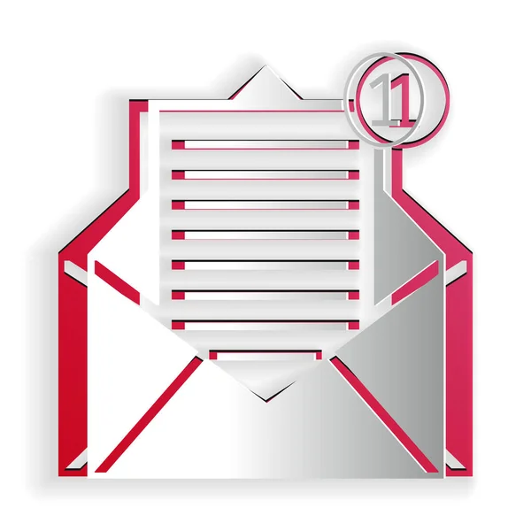 紙切りメッセージのコンセプトを受け取った 白の背景に隔離されたエンベロープアイコン 新しい 電子メール受信メッセージ Sms 郵便配達サービス 紙のアートスタイル ベクトル — ストックベクタ