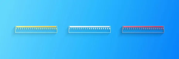 Pappersklipp Härskare Ikon Isolerad Blå Bakgrund Rak Symbol Papperskonst Vektor — Stock vektor