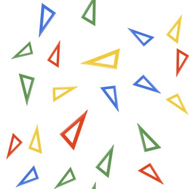 Renkli üçgen cetvel simgesi beyaz arkaplanda izole edilmiş pürüzsüz desen. Düz sembol. Geometrik sembol. Vektör.