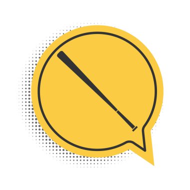 Siyah beyzbol sopası simgesi beyaz arkaplanda izole edilmiş. Sarı konuşma balonu sembolü. Vektör.