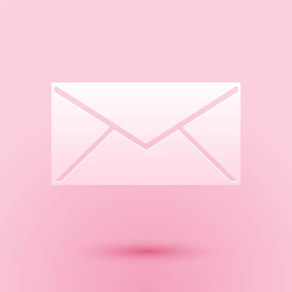 紙カットピンクの背景に隔離されたエンベロープアイコン メールメッセージの文字記号 紙のアートスタイル ベクトル — ストックベクタ