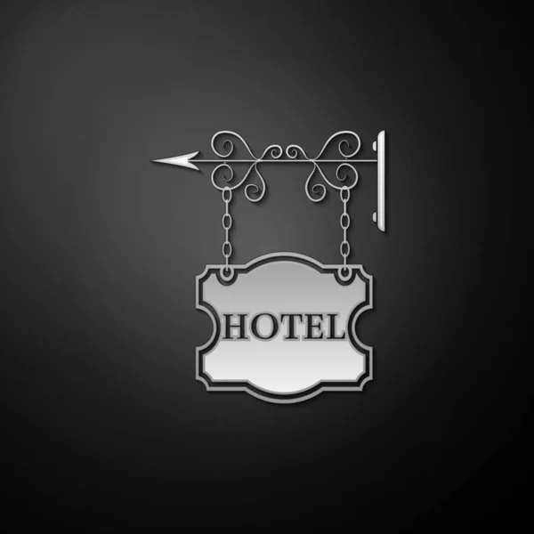Silver Vintage Skylt Utomhus Reklam Med Text Hotel Ikon Isolerad — Stock vektor