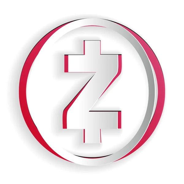 剪纸加密货币硬币Zcash Zec图标隔离在白色背景 物理比特币 数字货币 基于锁链的安全加密货币 造纸艺术风格 — 图库矢量图片