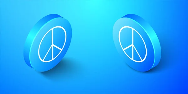 Isometric Peace Sign Icon Isolated Blue Background Hippie Symbol Peace — Stock Vector
