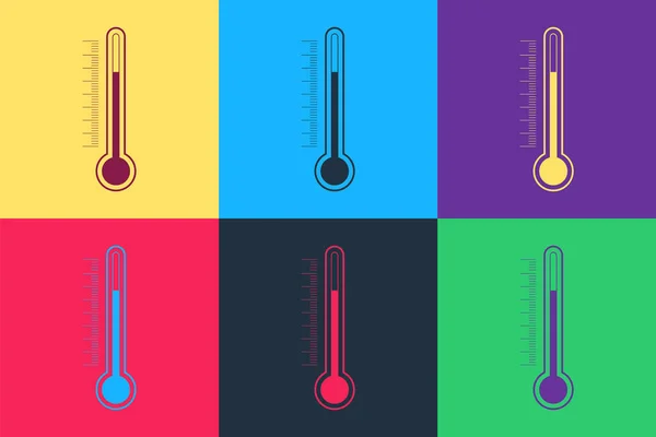 Pop Art Thermometer Icon Isolated Color Background Vector — Stock Vector