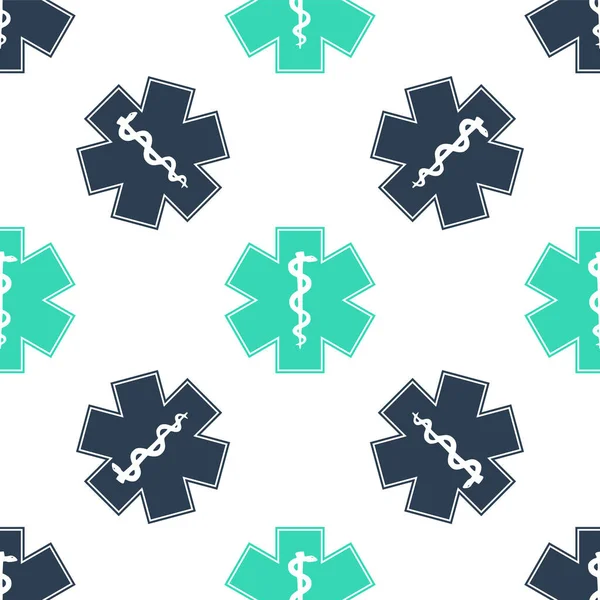 Green Medical Symbool Van Emergency Star Life Icoon Geïsoleerd Naadloos — Stockvector