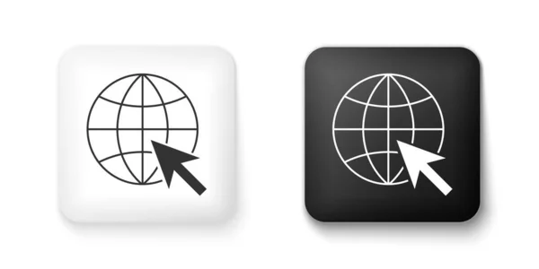 Schwarz Weiß Zum Web Symbol Auf Weißem Hintergrund Globus Und — Stockvektor