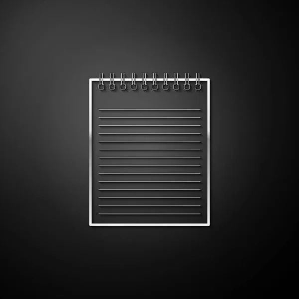 Silver Notebook Εικονίδιο Απομονώνονται Μαύρο Φόντο Εικονίδιο Σπειροειδούς Σημειώματος Σχολικό — Διανυσματικό Αρχείο