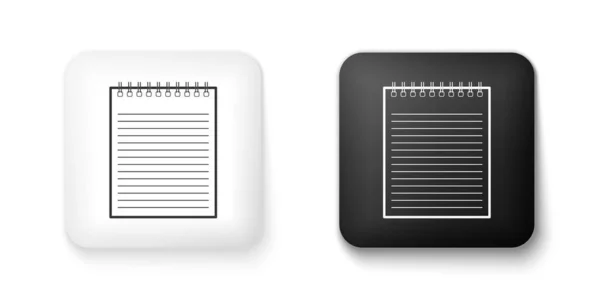 黑色和白色笔记本图标孤立在白色背景 螺旋记事本图标 学校笔记本 写字板 生意的日记 笔记本封面设计 正方形按钮 — 图库矢量图片