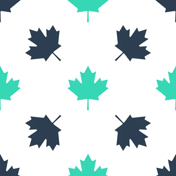 Grünes Kanadisches Ahornblatt Symbol Isoliert Nahtloses Muster Auf Weißem Hintergrund — Stockvektor