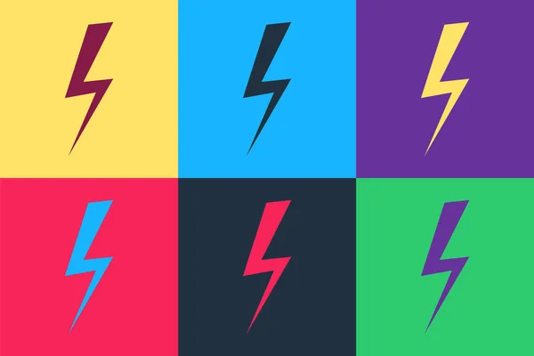 Pop Art Lightning Bult Ikon Isolerad Färg Bakgrund Flash Ikonen — Stock vektor