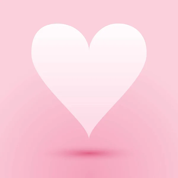 Papel Cortado Ícone Coração Isolado Fundo Rosa Símbolo Amor Assinatura — Vetor de Stock